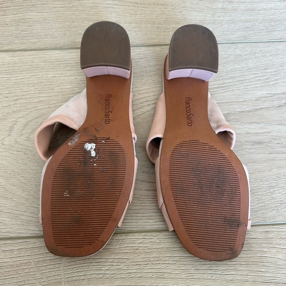 Franco Sarto Blush Pink Double Strap Sandals with Chunky Block Heel Size 8 - Picture 4 of 5